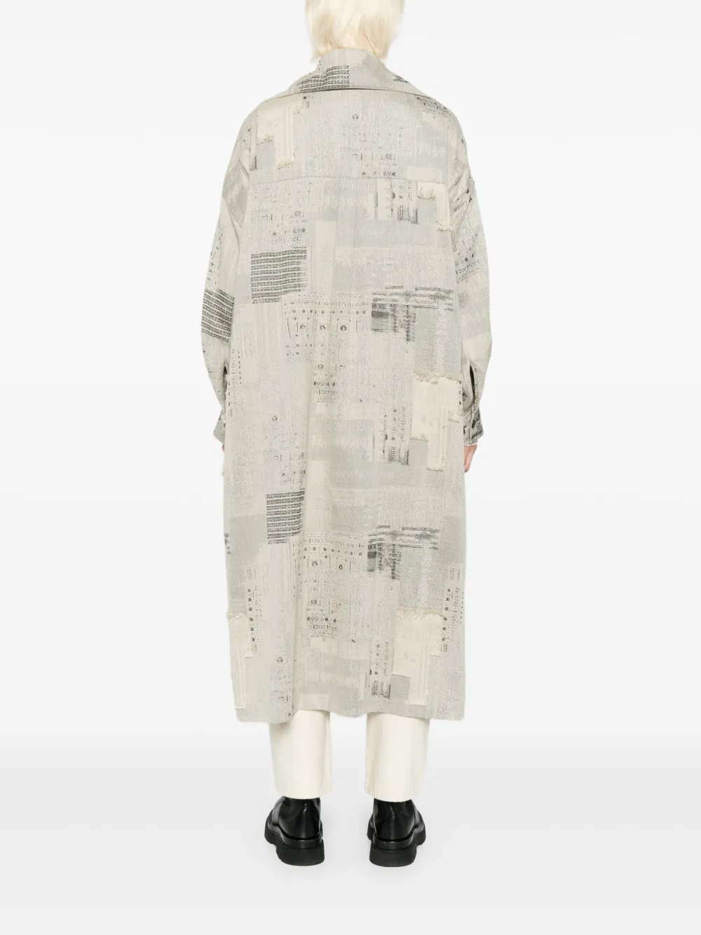 Y's Patterned Coat In Gray