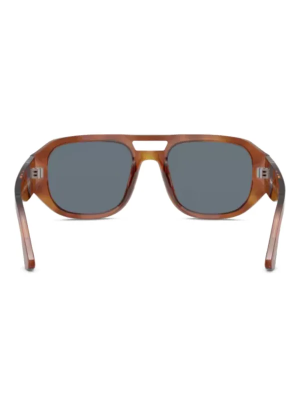 Persol Occhiali Da Sole Rettangolari Con Doppio Ponte Marrone