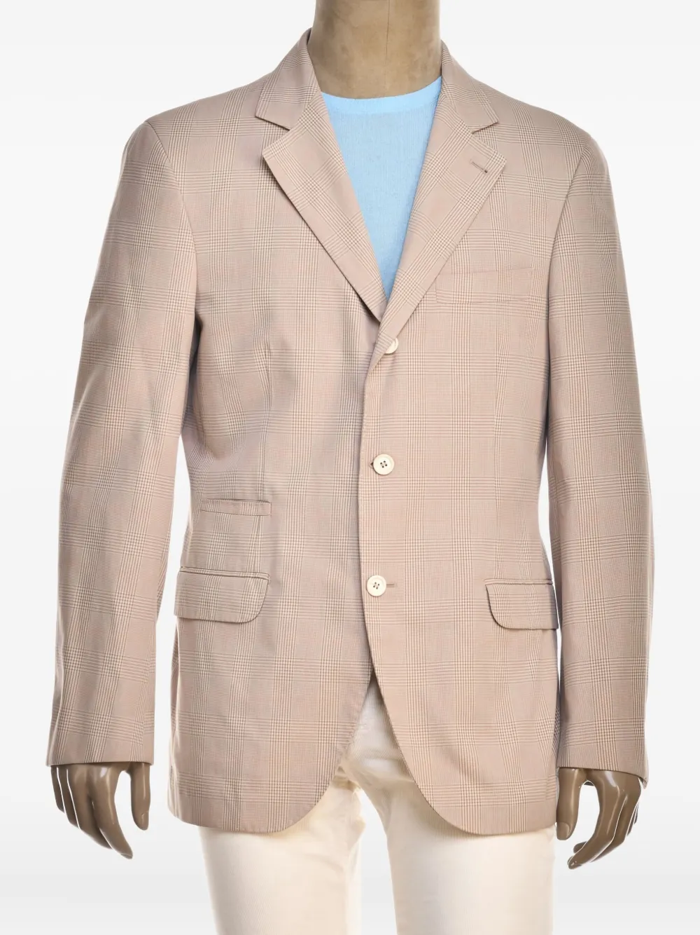 Brunello Cucinelli Geruite blazer met enkele rij knopen Roze