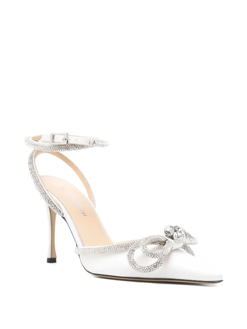 MACH 
MACH 90mm crystal-embellished pumps White