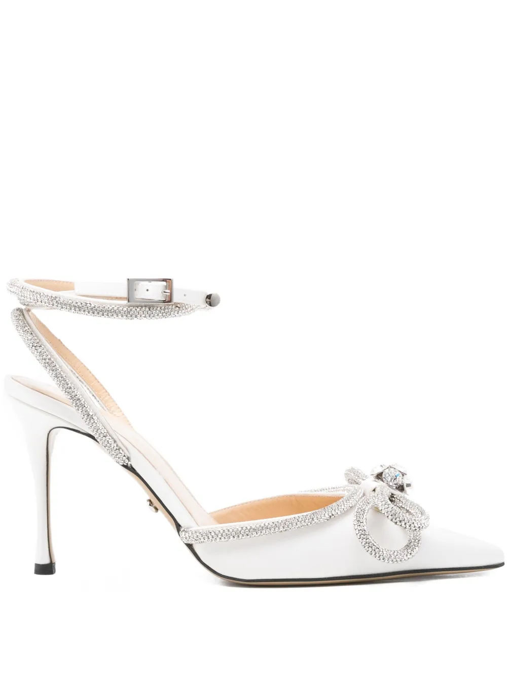 MACH 
MACH 90mm crystal-embellished pumps White