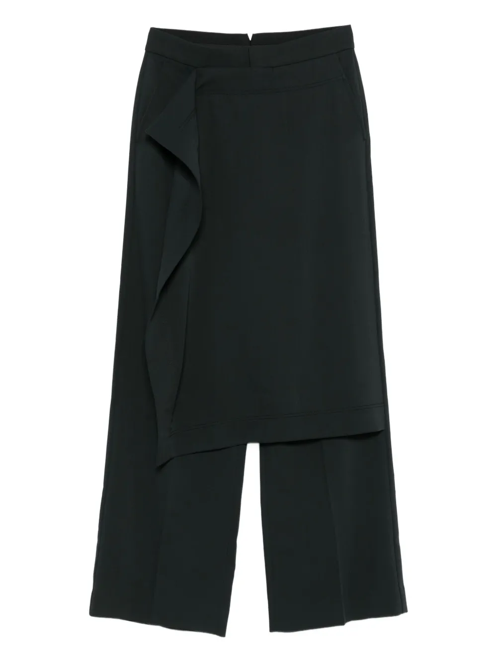 Ami Alexandre Mattiussi Ruffled-overlay Straight Trousers In Black