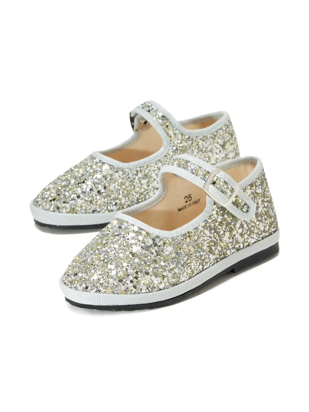 CAPULETTE Bambina glittered buckled ballet flats White