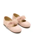 BabyWalker rhinestone-embellished fur-strap ballerinas - Pink