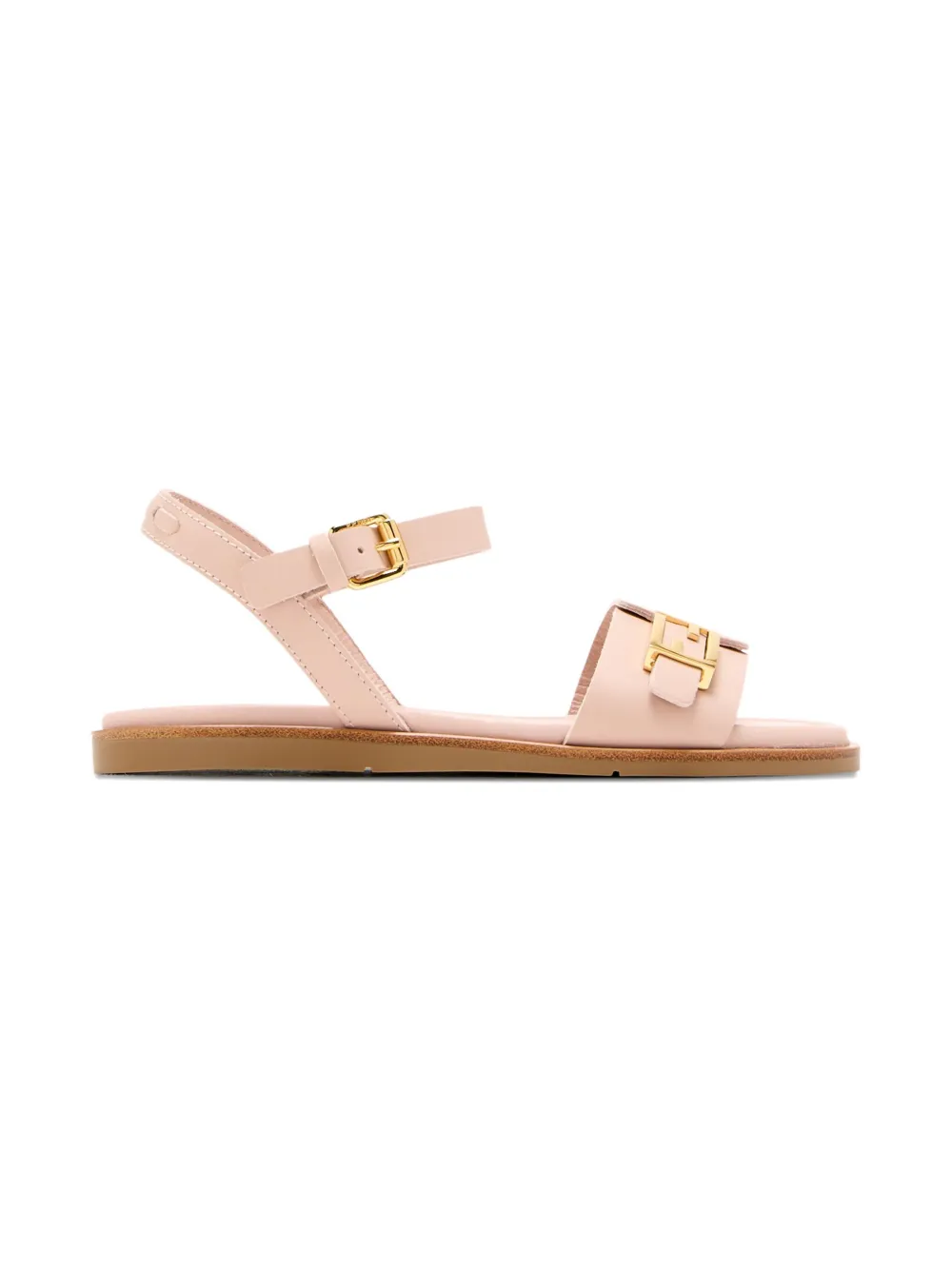 Fendi Ff Leather Sandals In Neutral