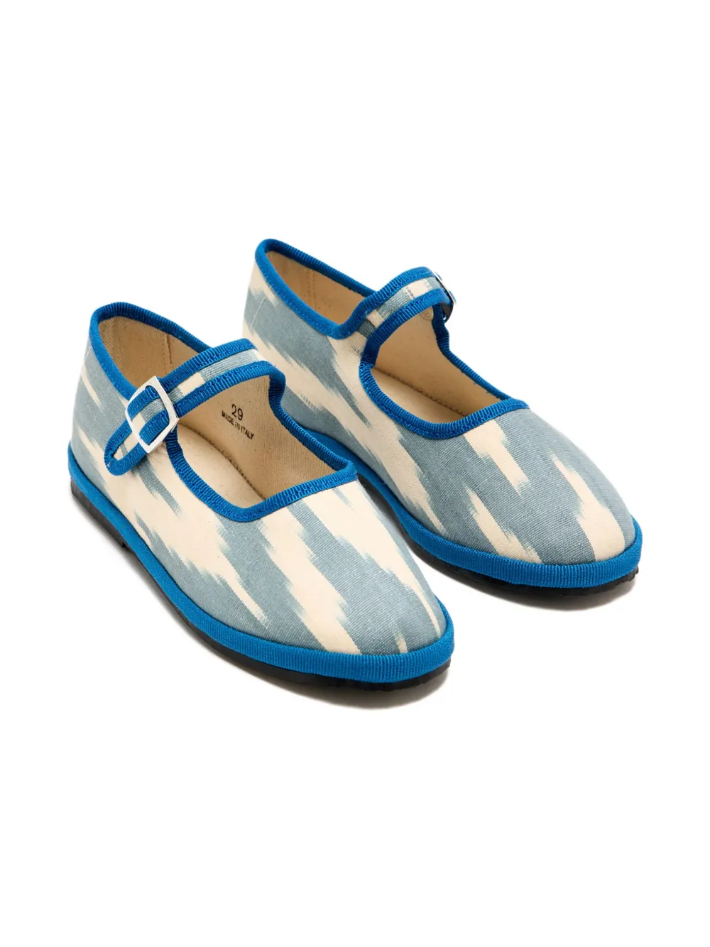 CAPULETTE ikat-pattern buckled ballerina shoes Blue