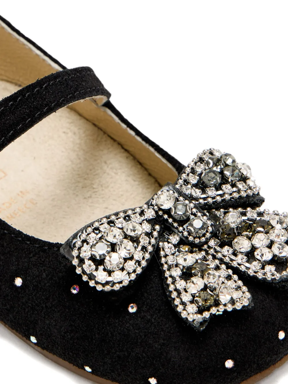 Babywalker Rhinestone-embellished Ballerina Shoes In Black