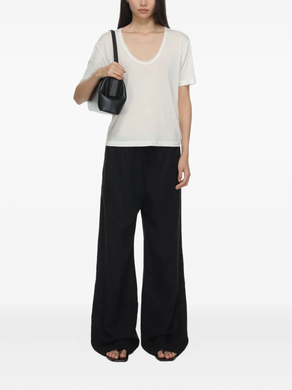TOTEME T-shirt met diepe ronde hals Wit