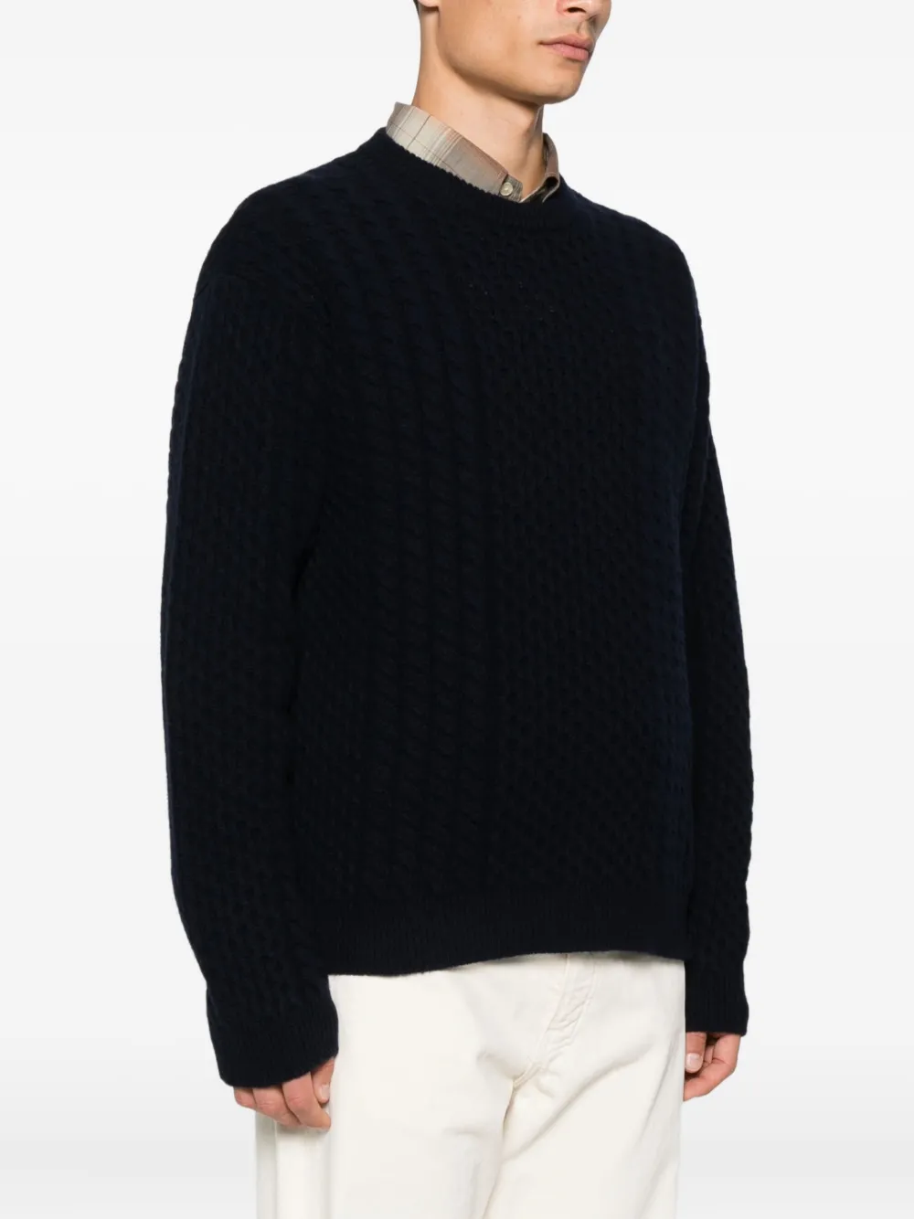 Prada Kabelgebreide wollen trui Blauw