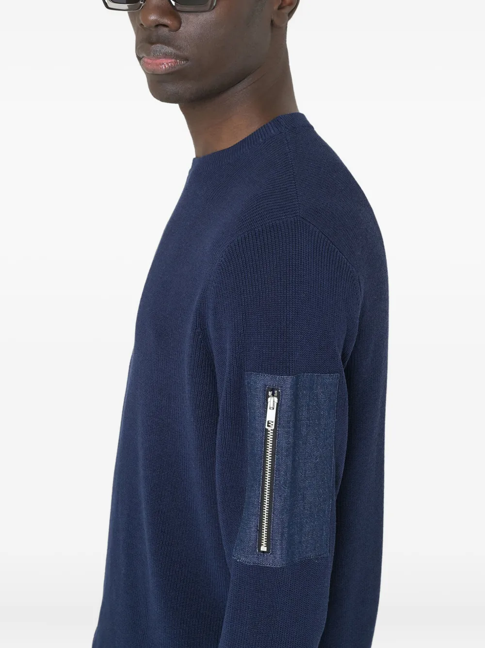 Antony Morato Geribbelde trui met ritszak Blauw
