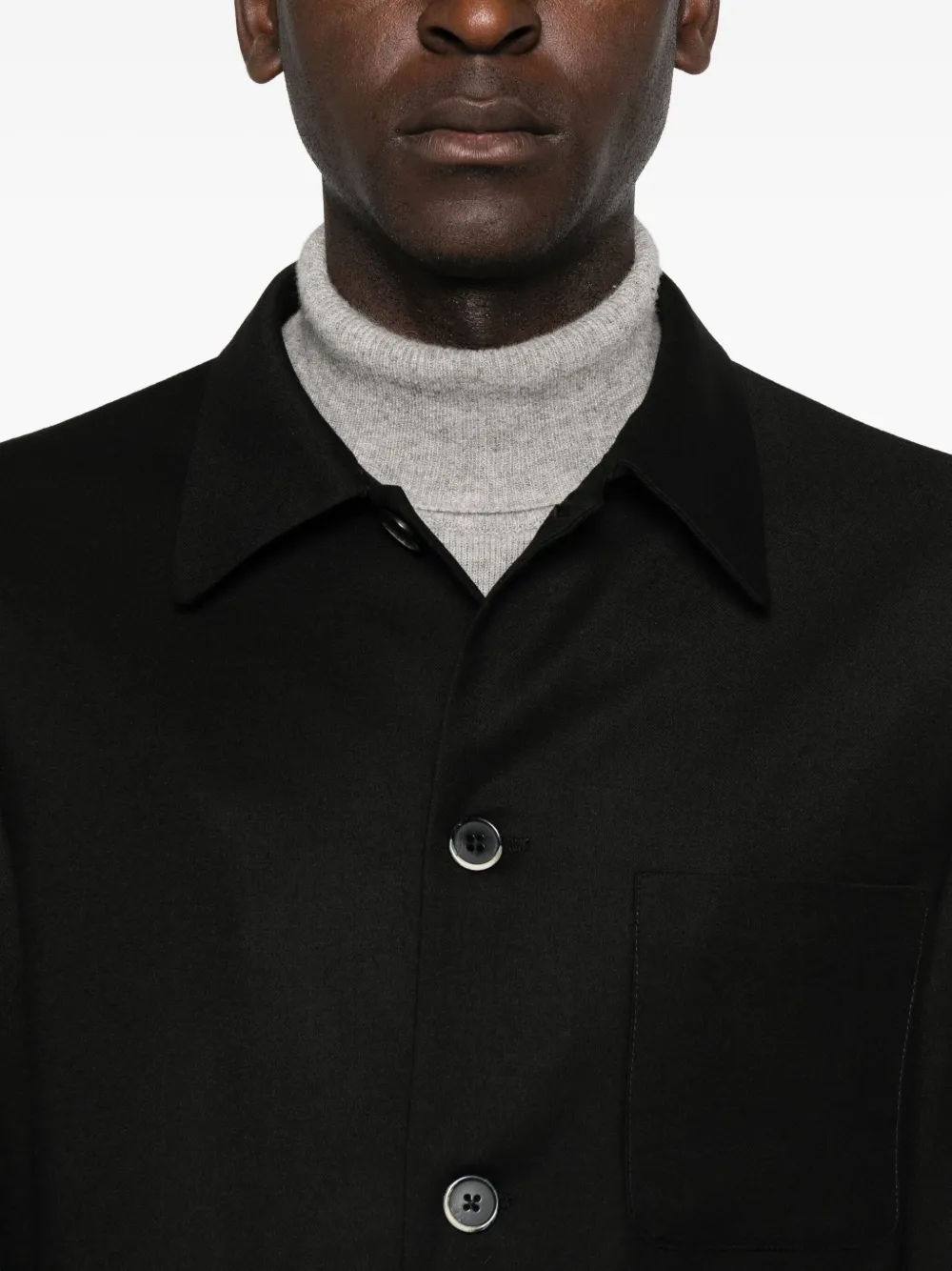 Barena Venezia Button-fastening Patch-pocket Shirt Jacket In Black