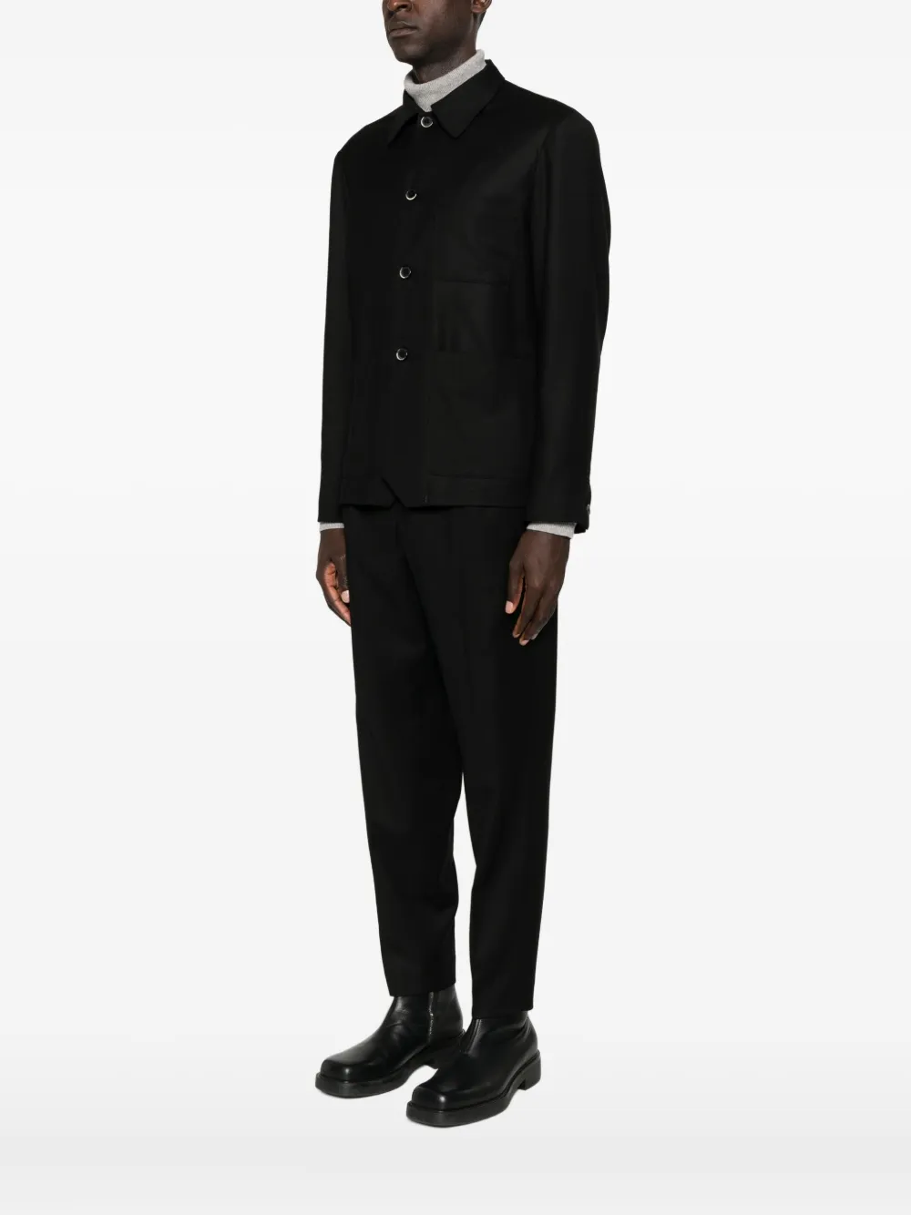 Barena Venezia Button-fastening Patch-pocket Shirt Jacket In Black