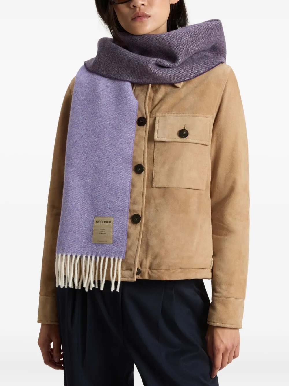 Woolrich Two-toned Wool Scarf In Purple
