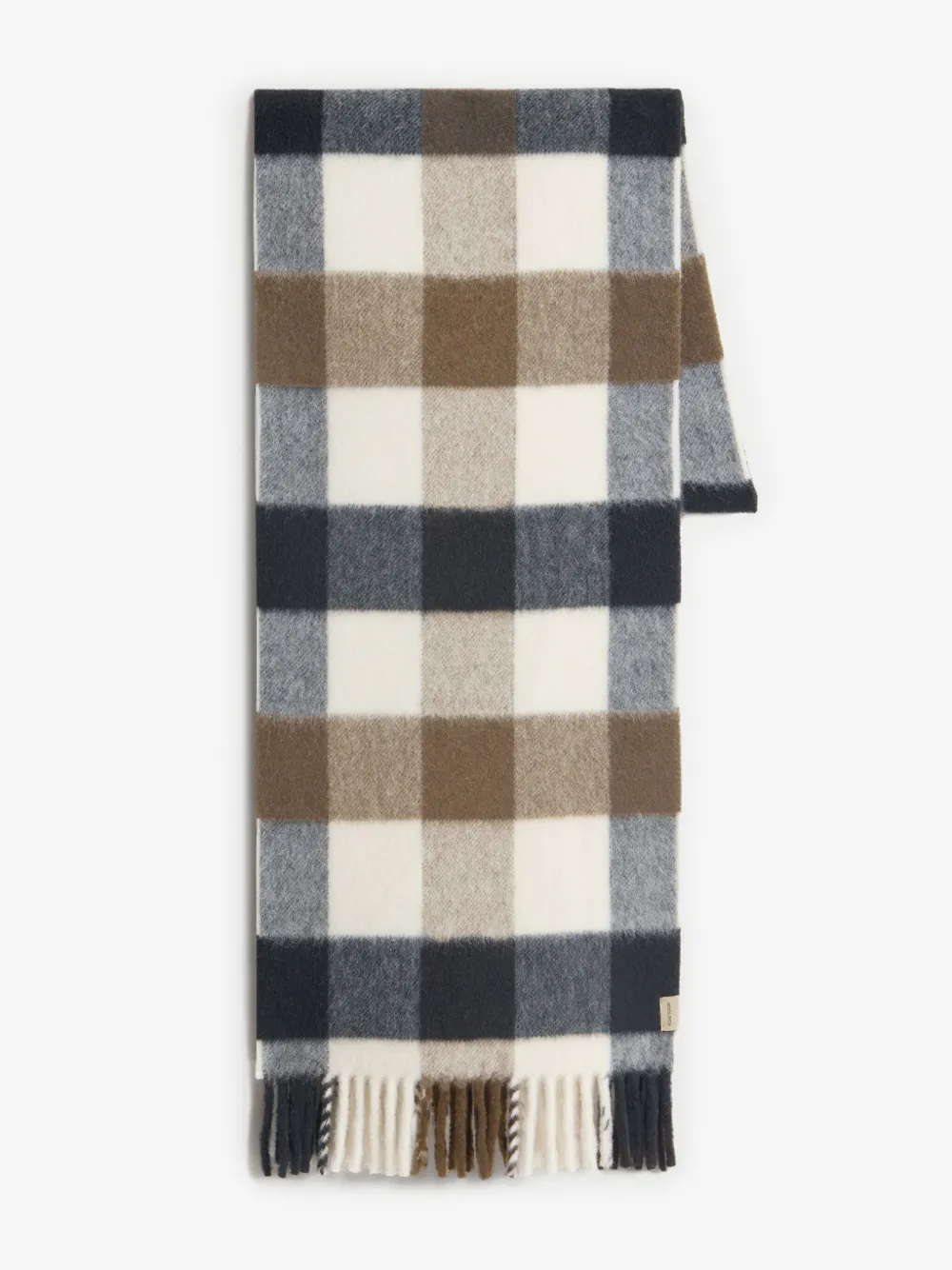Woolrich checked-pattern wool scarf | Neutrals | Image 1