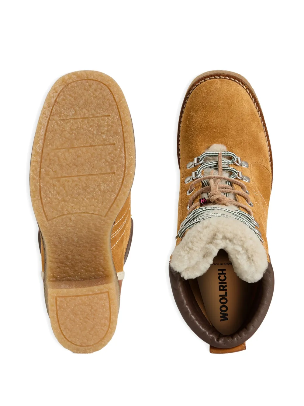 Woolrich lace-up shearling-trim boots Neutrals