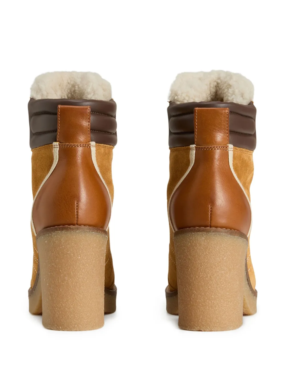 Woolrich lace-up shearling-trim boots Neutrals