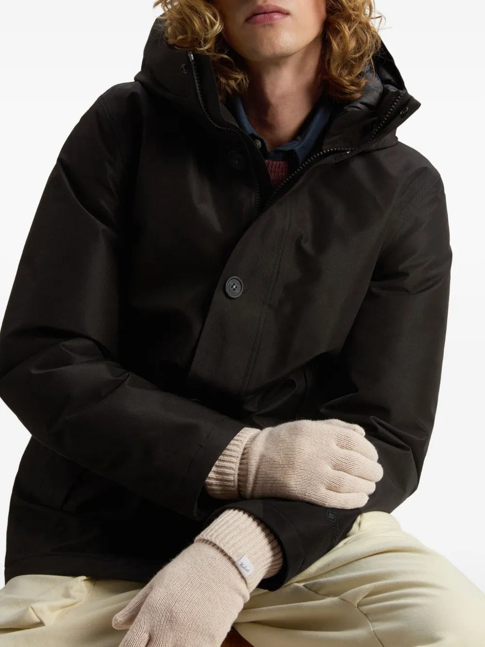 Woolrich Ribbed-cuff Wool Gloves In Neutral