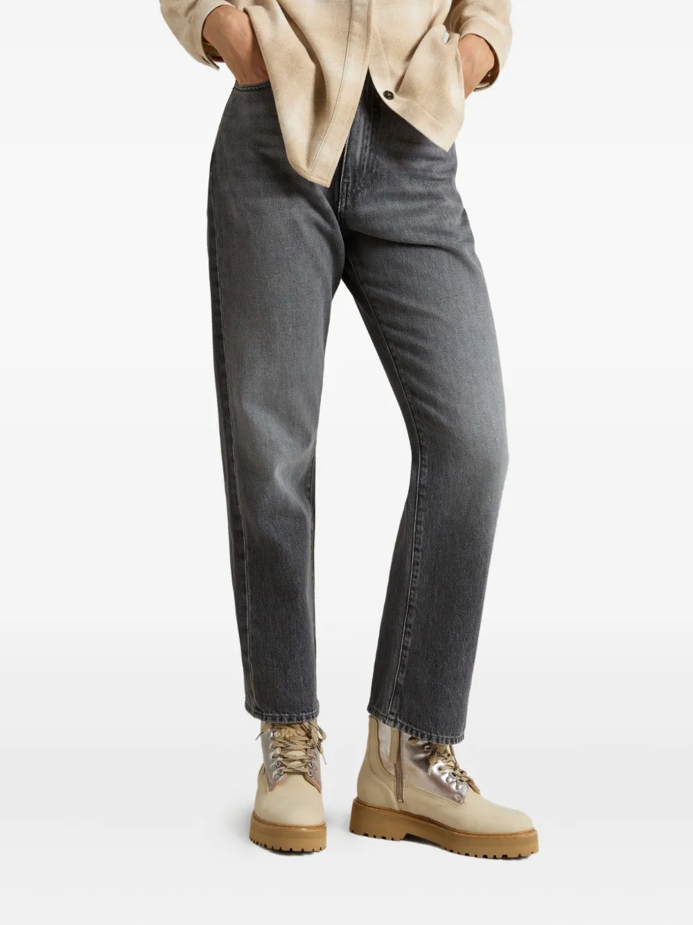 Woolrich metallic-panel lace-up boots Neutrals