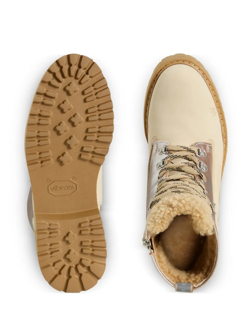 Woolrich metallic-panel lace-up boots Neutrals