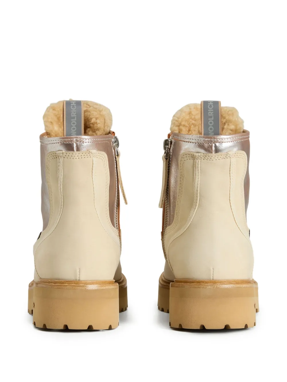 Woolrich metallic-panel lace-up boots Neutrals