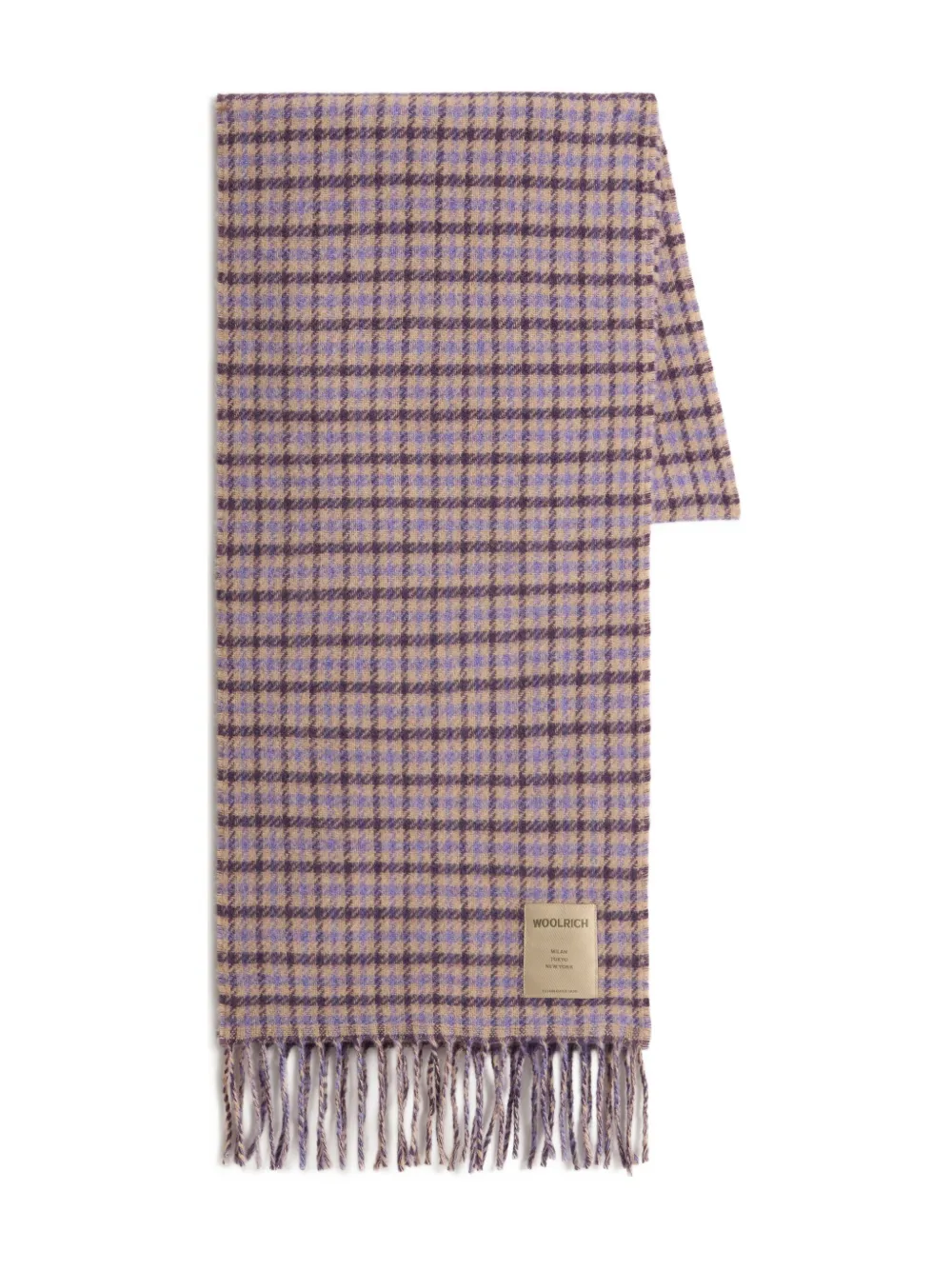 Woolrich チェック フリンジ スカーフ - パープル Woolrich チェック フリンジ スカーフ - パープル