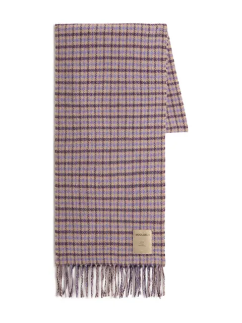 Woolrich check-pattern fringed scarf