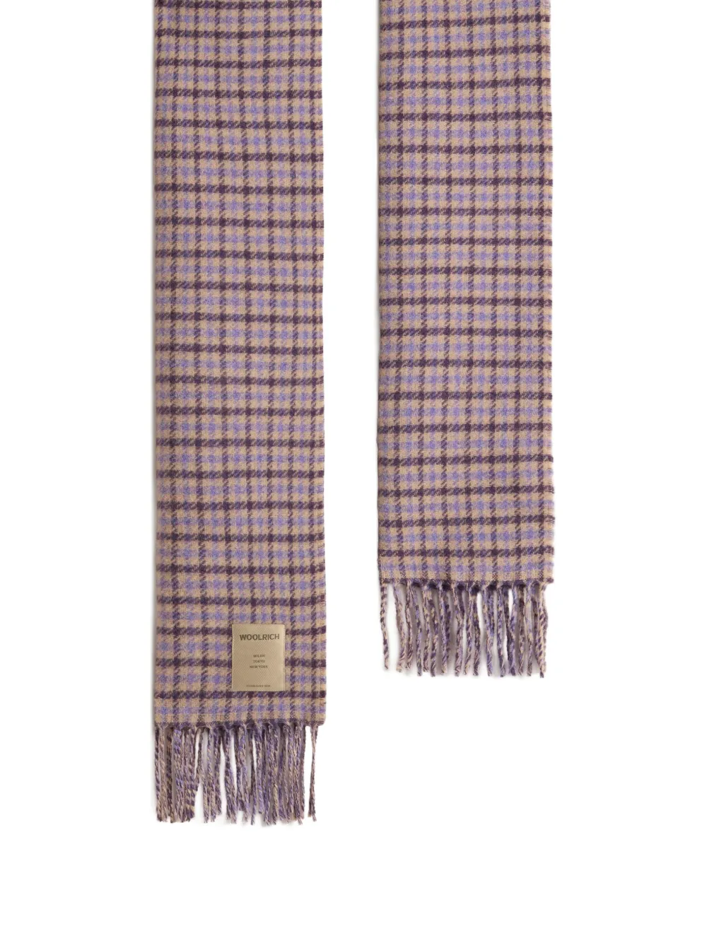 Woolrich check-pattern fringed scarf - Paars