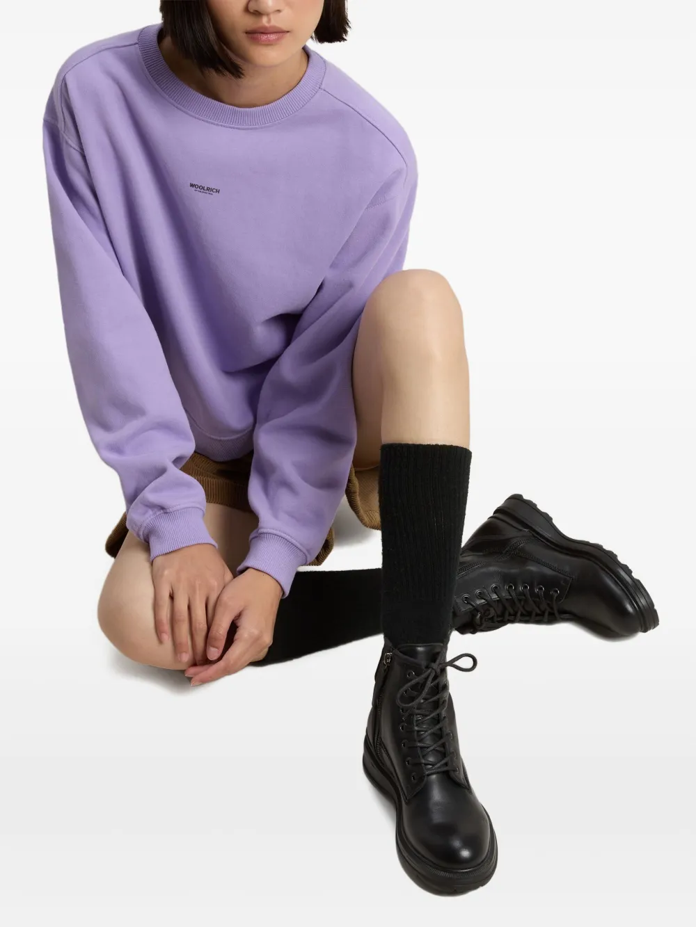 Woolrich Grove leren combat boots Zwart