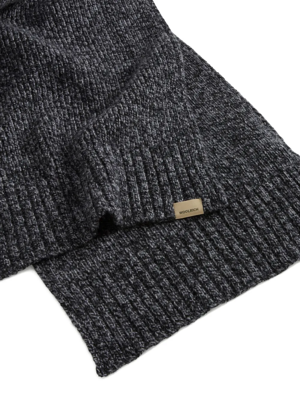 Woolrich Mouline Ribbed Wool Scarf In Black