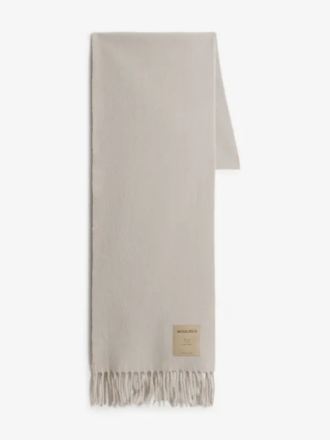 Woolrich fringed wool logo-patch scarf