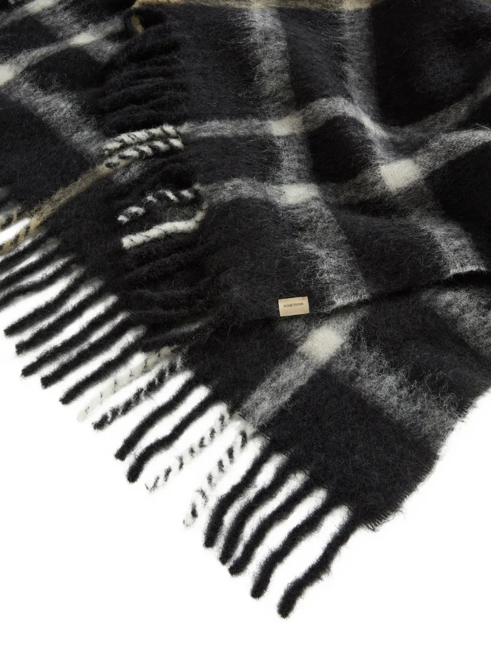 Woolrich Brushed Check-pattern Cape In Black