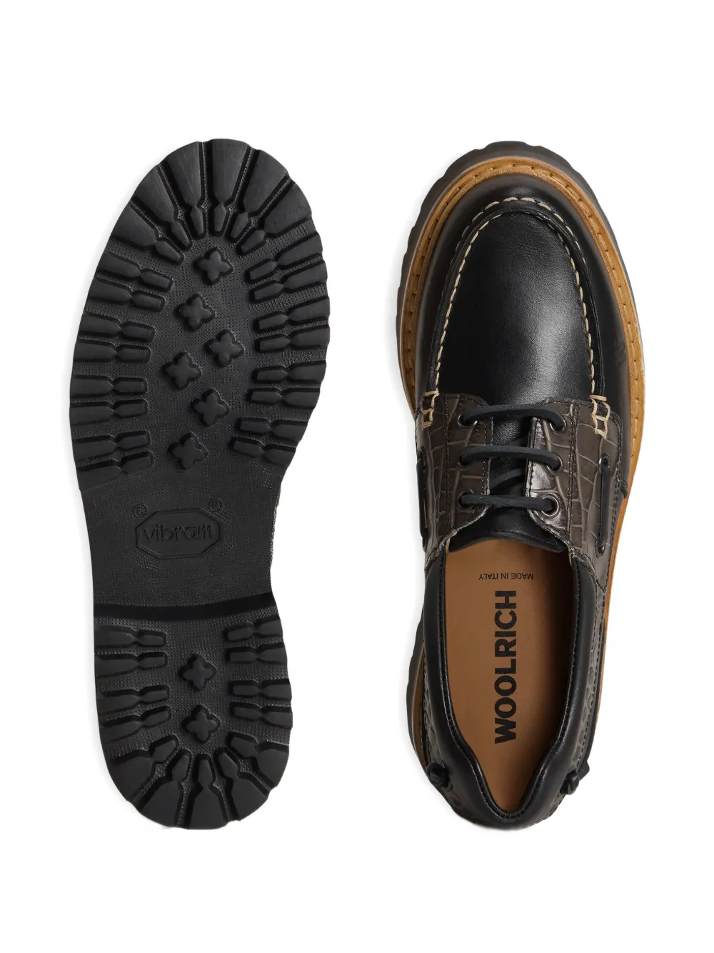 Woolrich Leren schoenen met krokodillen-reliëf Zwart