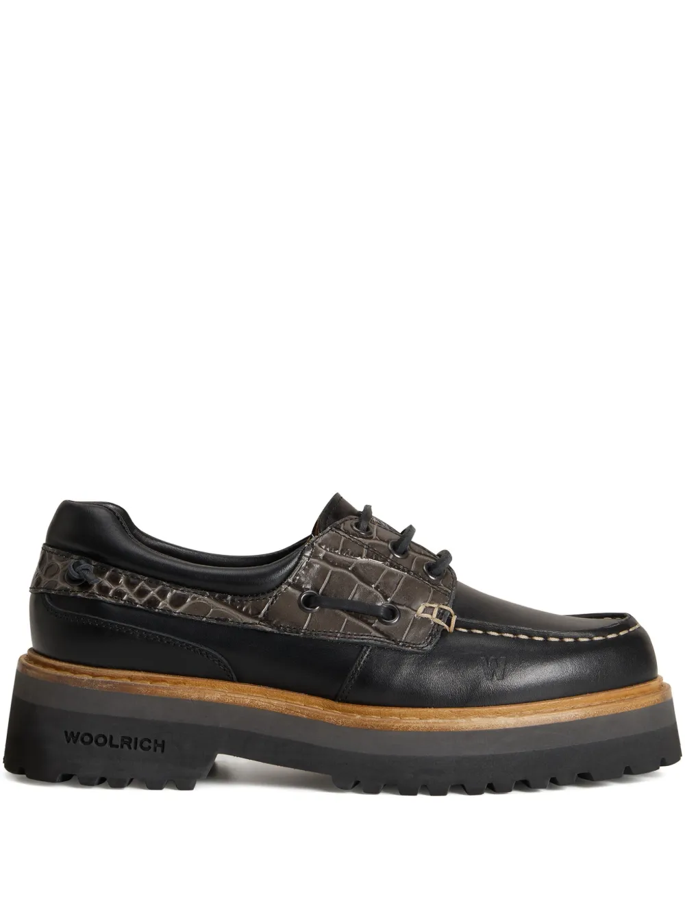 Woolrich leather crocodile-effect shoes | Black | Image 1