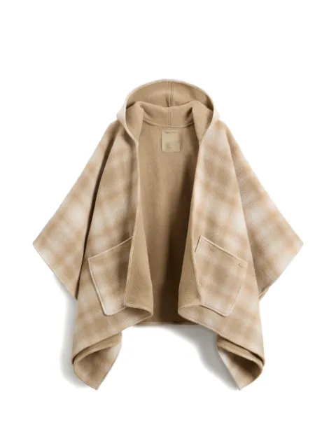 Woolrich hooded plaid cape