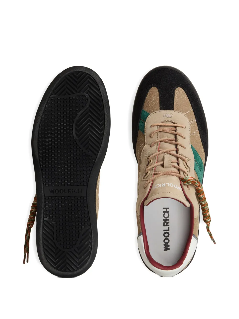 Woolrich Nubuck Low-top Sneaker Contrast Sole In Neutral