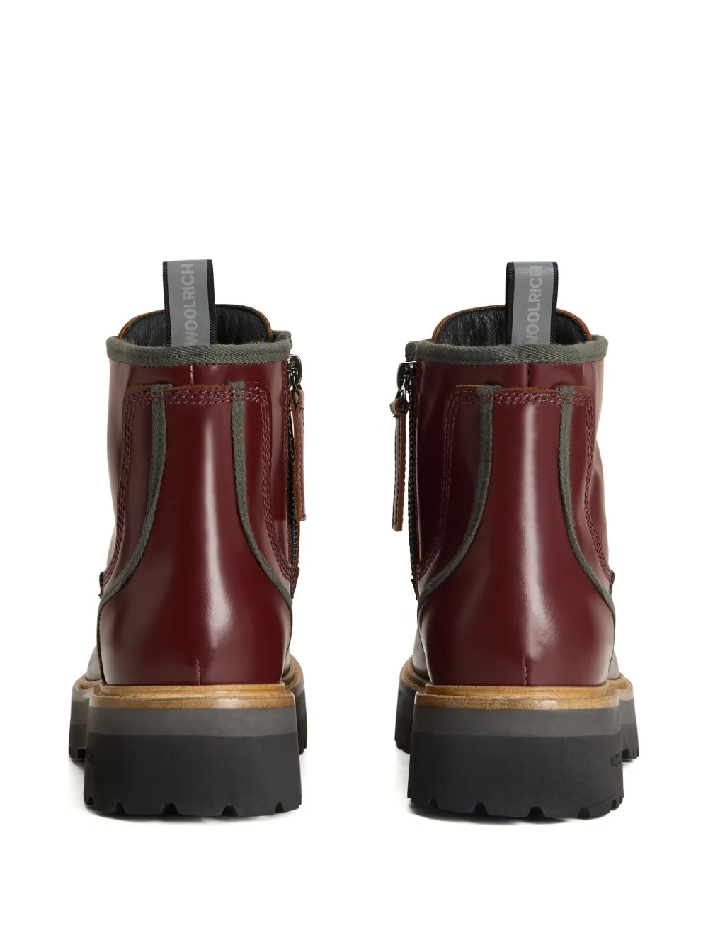 Woolrich Main Leather Combat Boots In Red