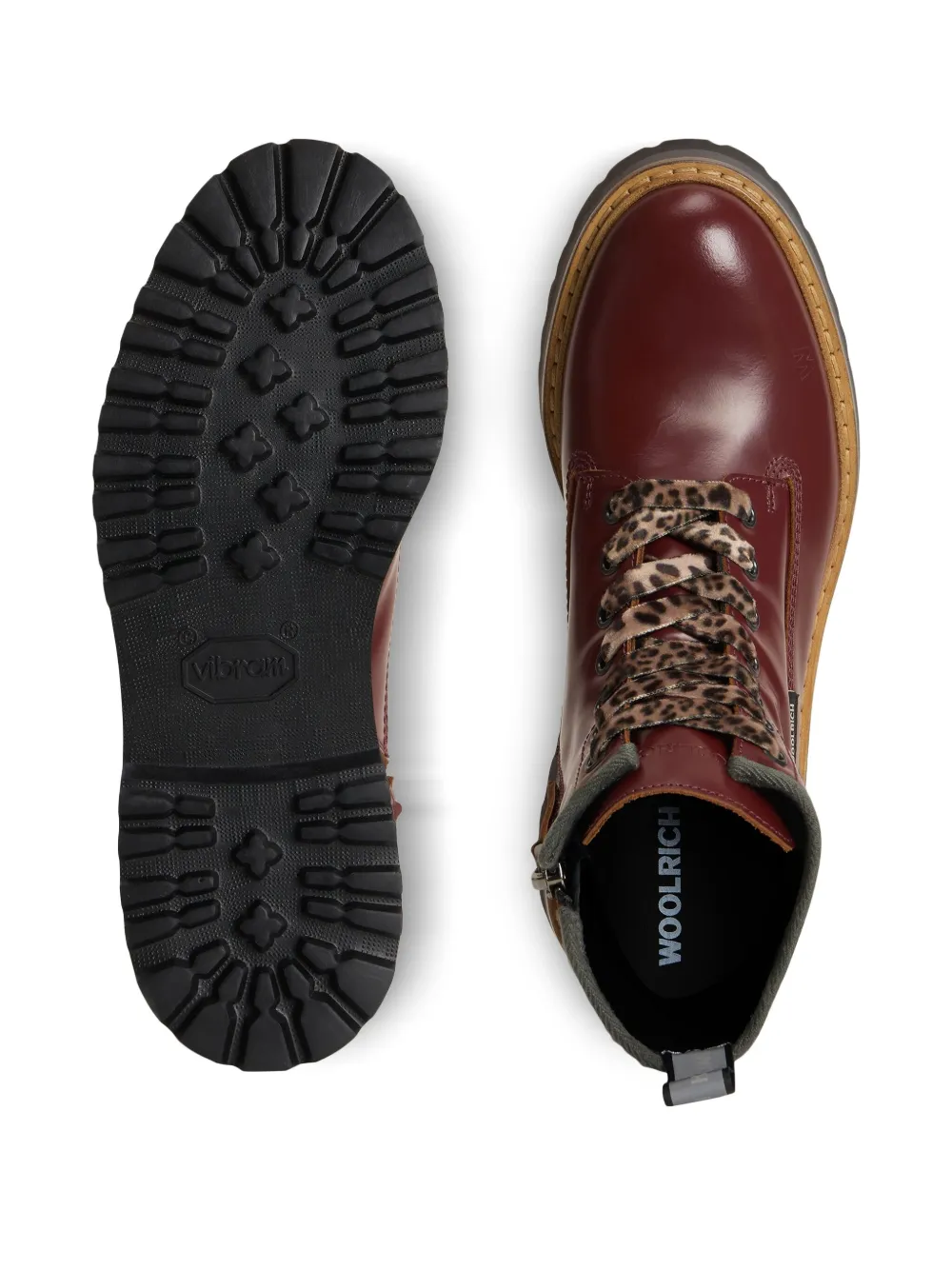 Woolrich Main Leather Combat Boots In Red