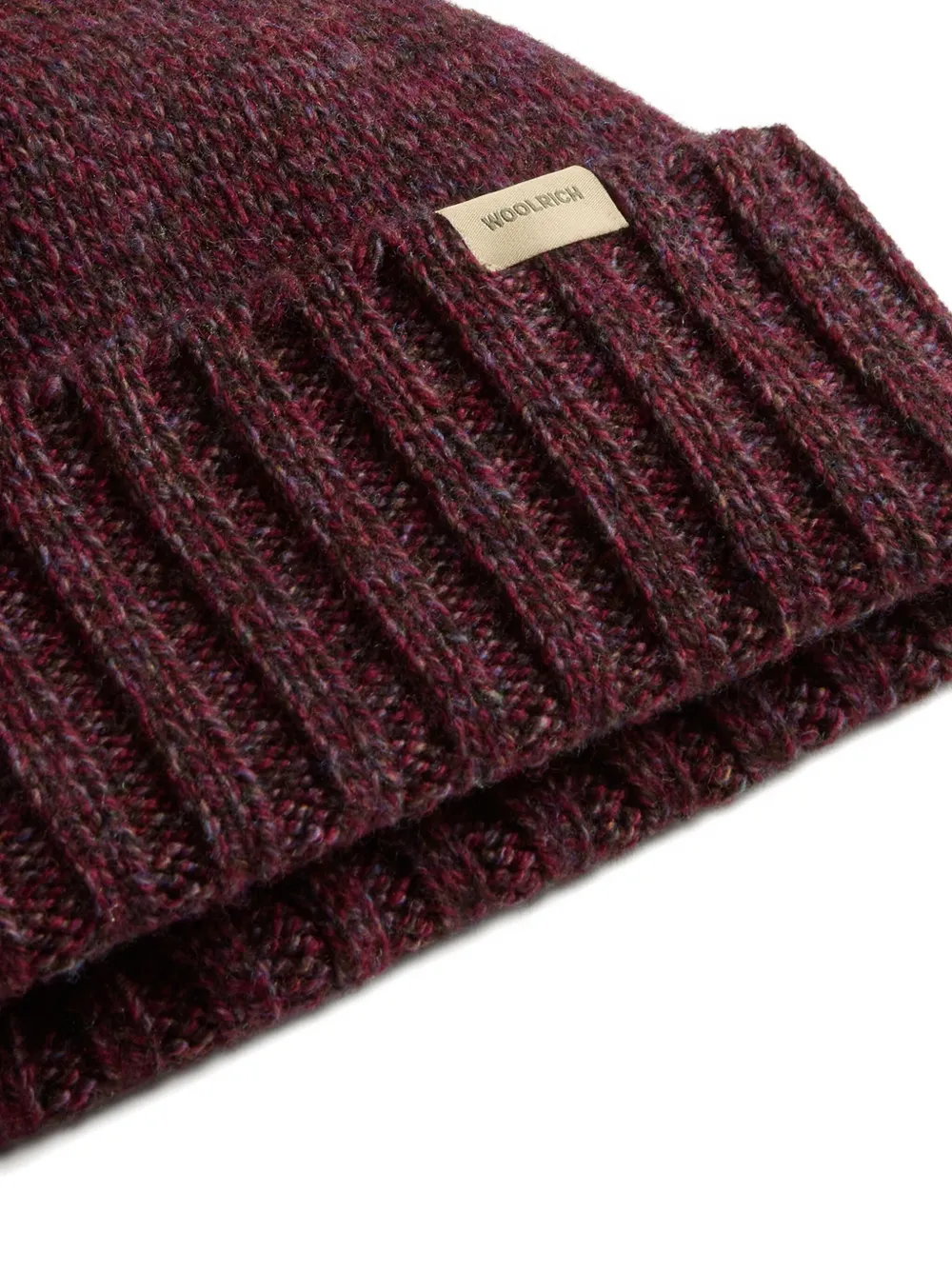 Woolrich Wool Ribbed Beanie In Brown