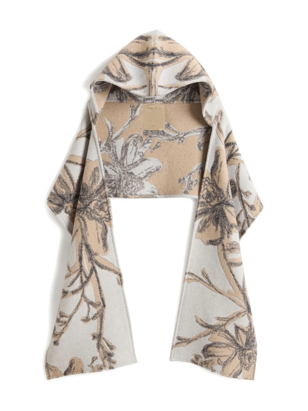 Woolrich floral-jacquard hooded cape | Neutrals | Image 1