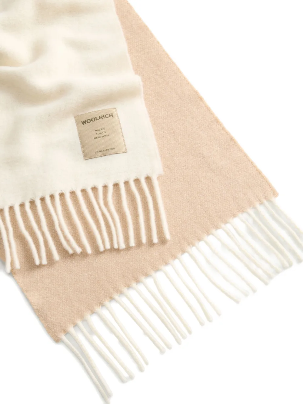 Woolrich Colour-block Fringed Scarf In Neutral
