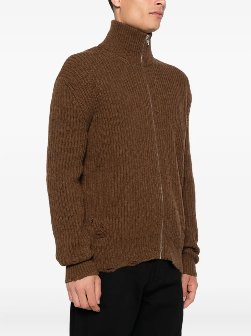 MM6 Maison Margiela Vest met franje en rits Bruin