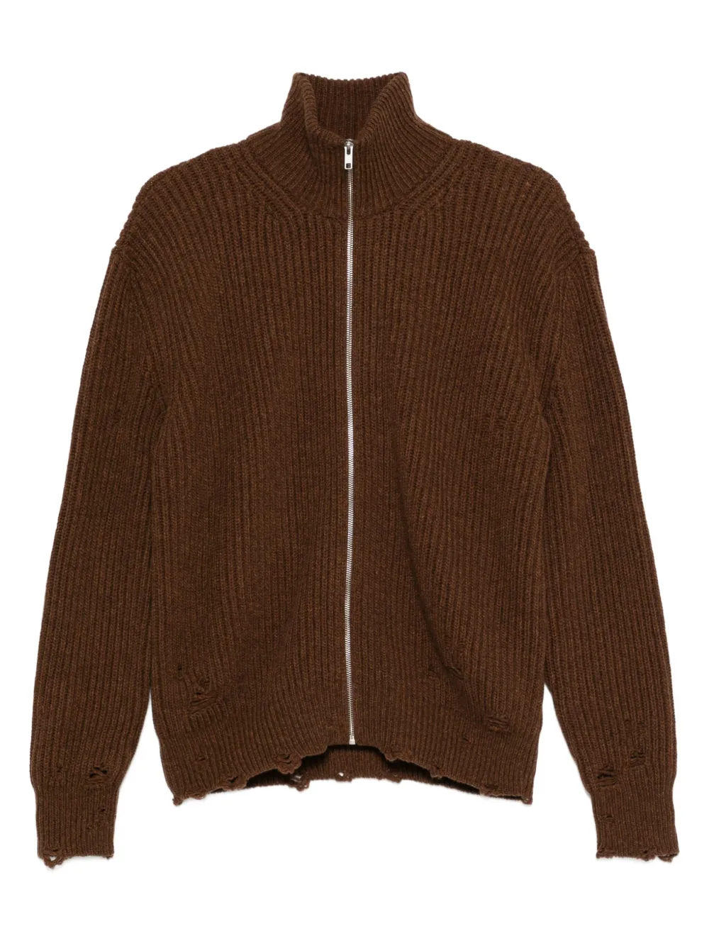 MM6 Maison Margiela Vest met franje en rits Bruin