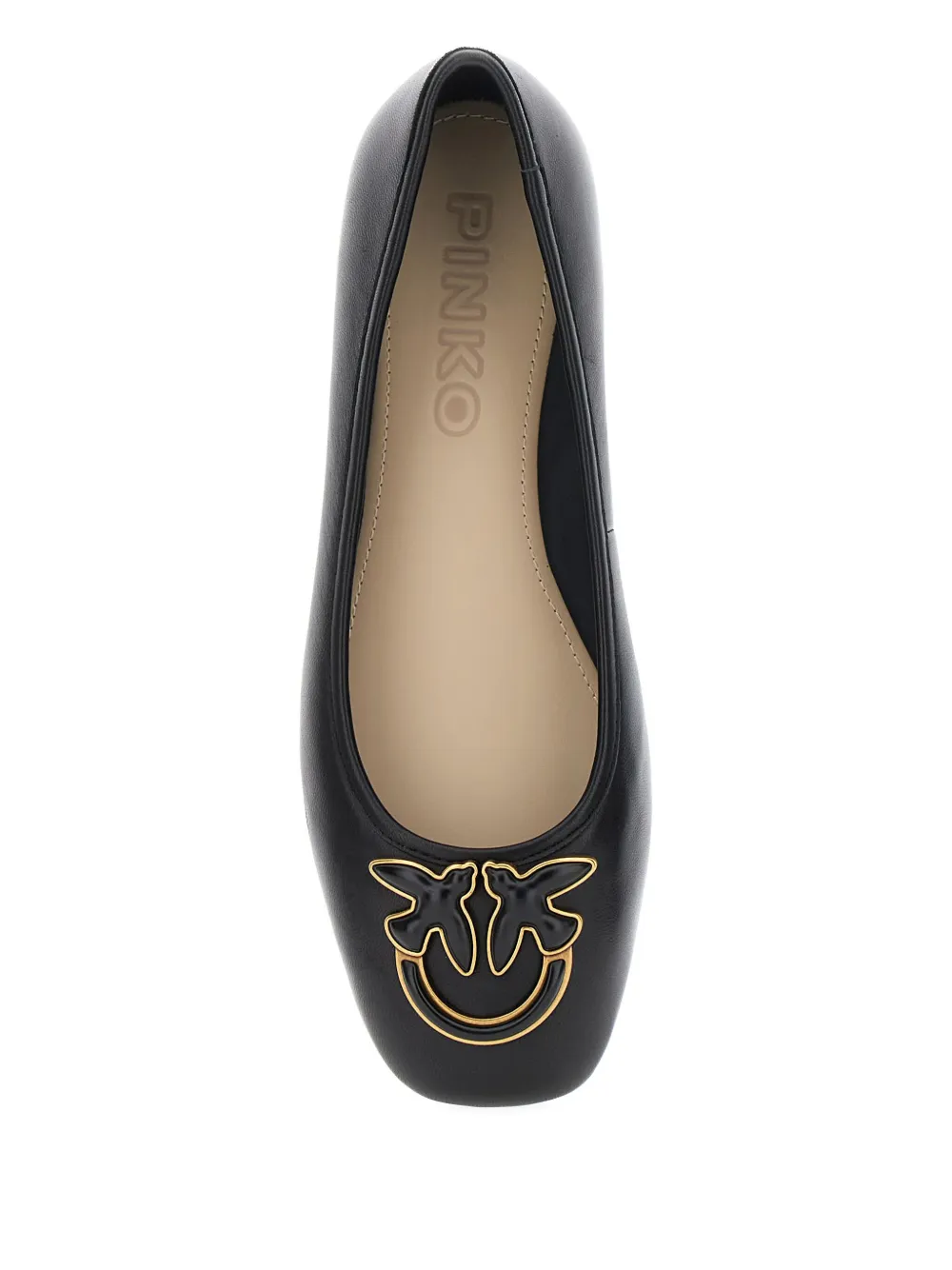 Pinko Logo-embellished Ballerina Flats In Black