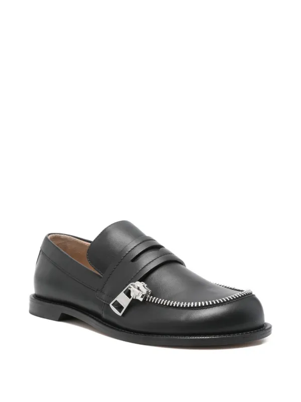 JW Anderson zip-detail Penny Loafers | Black | FARFETCH