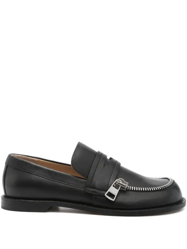 JW ANDERSONブラックレザー ジッパーローファーミュール JW Anderson ジップ ペニーローファー | ブラック | FARFETCH JP