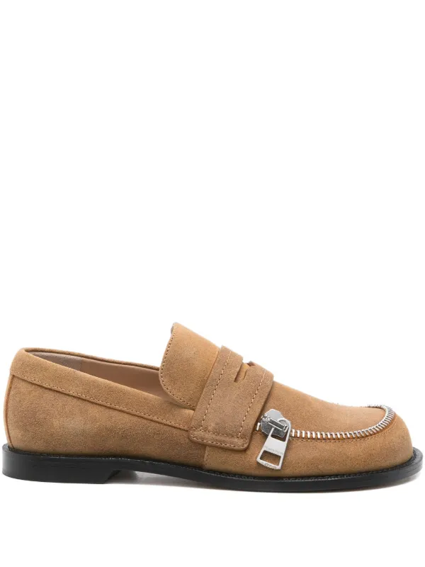 JW Anderson Zip-detail Penny Loafers in Neutrals