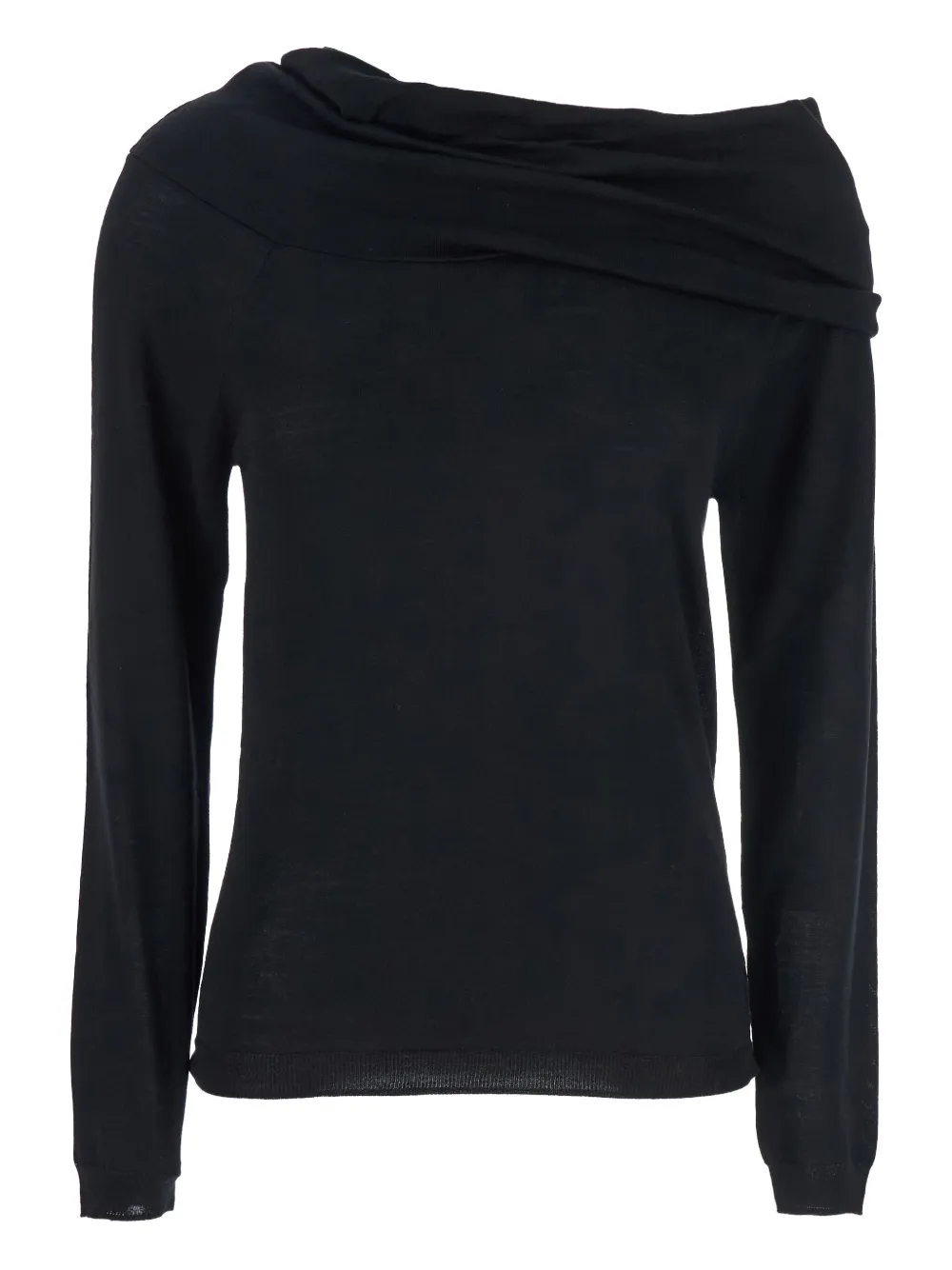 Semicouture off-shoulder long-sleeve T-shirt - ブラック Semicouture off-shoulder long-sleeve T-shirt - ブラック