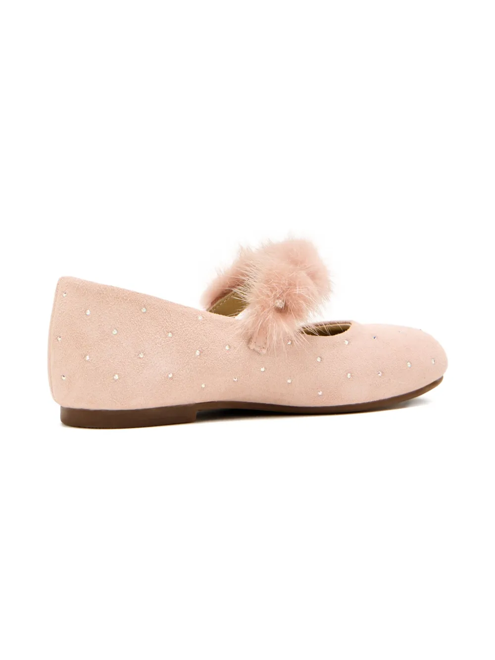 Babywalker Rhinestone-embellished Fur-strap Ballerinas In Neutral