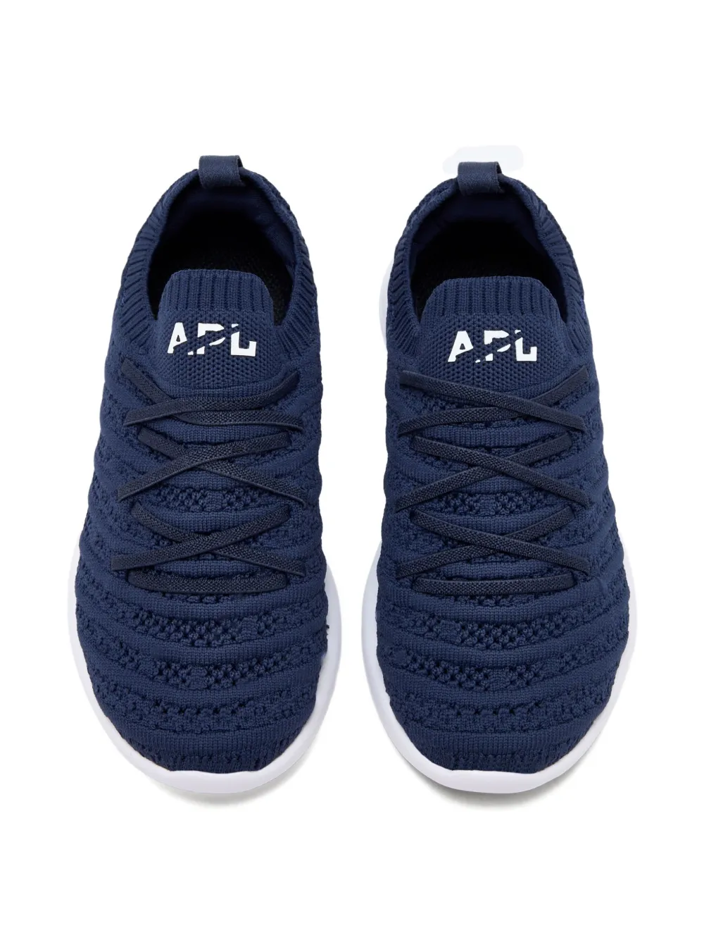 APL: ATHLETIC PROPULSION LABS textured-knit lace-up sneakers Blue