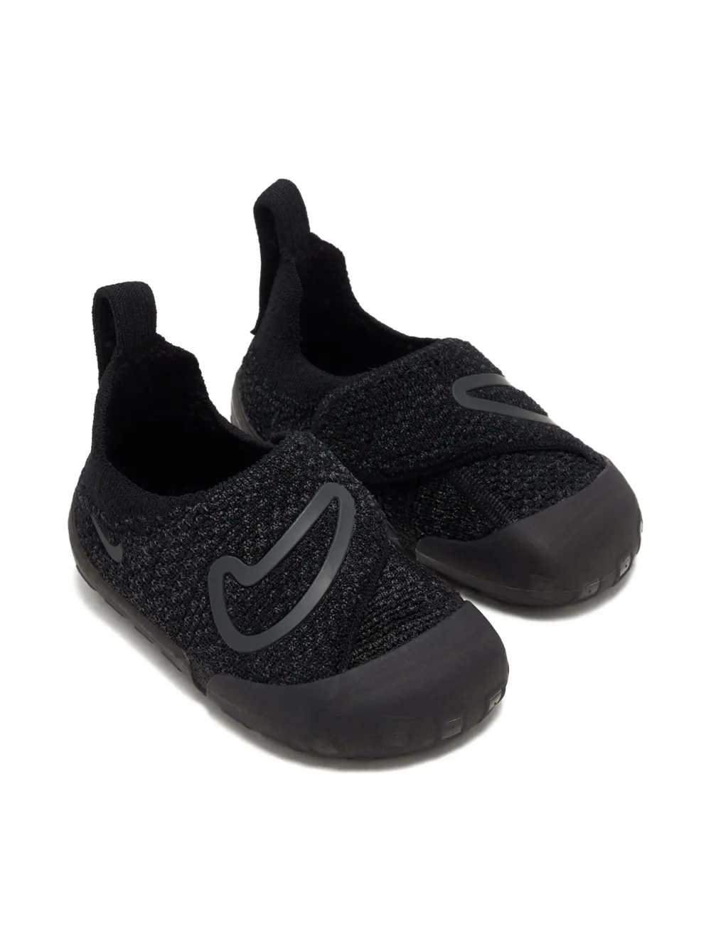 Nike Kids Swoosh 1 textured-knit velcro sneakers Black